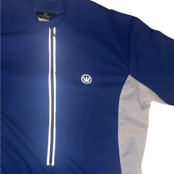 Canari  Mens Large  3/4 Zip Cycling Jersey Blue White Short Sleeve - Picture 3 of 5